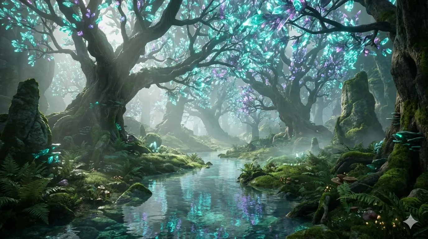 Bioluminescent Forests background blur