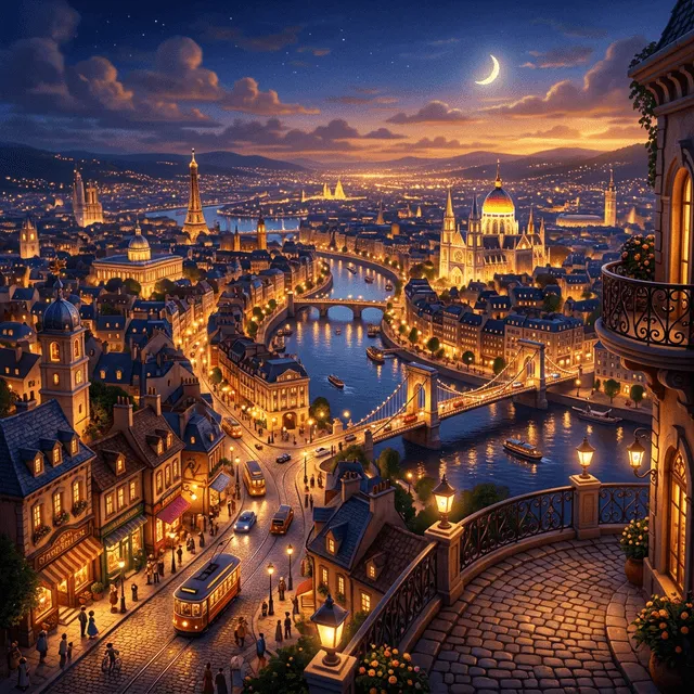 Convert this city photo into a Disney Pixar animated scene with cinematic depth and rich color grading.