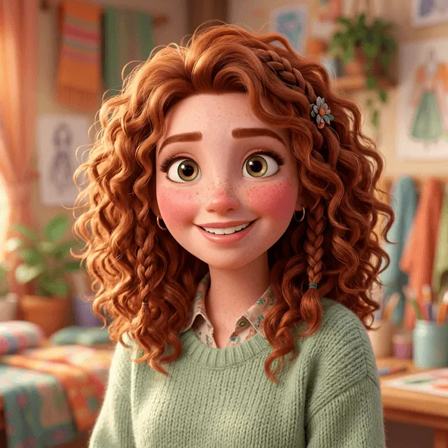Pixar style AI portrait of a woman transformed into a 3D animated character