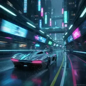 Chrome futuristic racing car neon tunnel – BanaGen AI Nano Banana generated