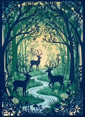 Magical forest deer papercut art illustration – BanaGen AI Nano Banana generated