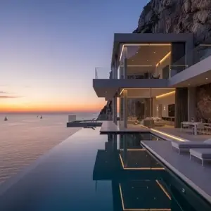 Modern cliffside villa infinity pool ocean view – BanaGen AI Nano Banana generated