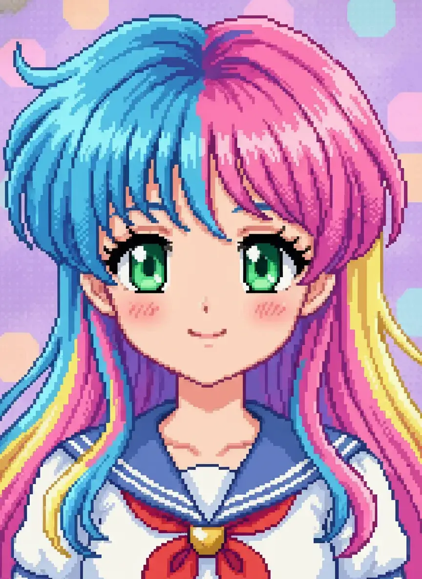 AI generated pixel art anime character - BanaGen
