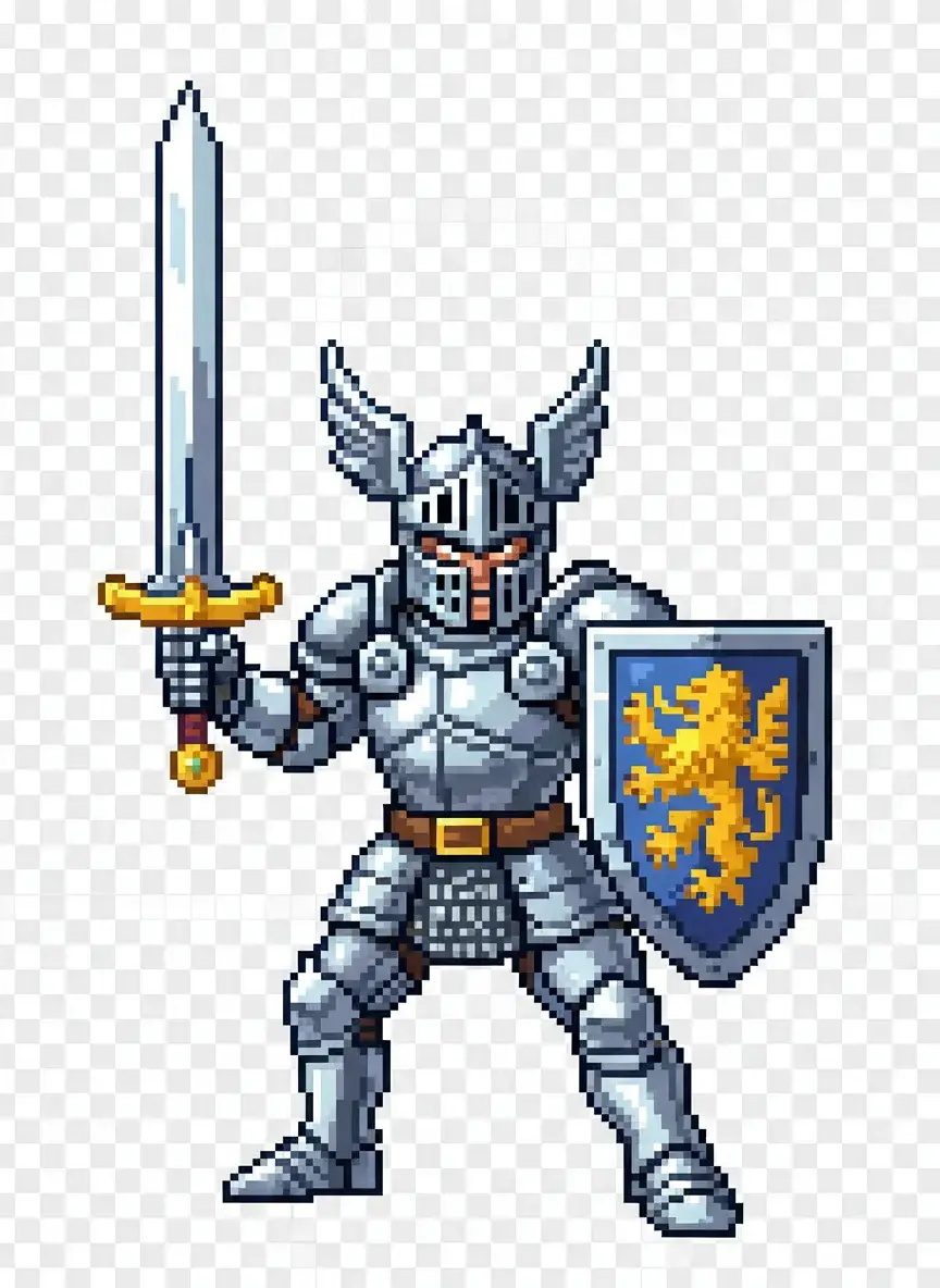 AI generated pixel art knight sprite 16-bit - BanaGen
