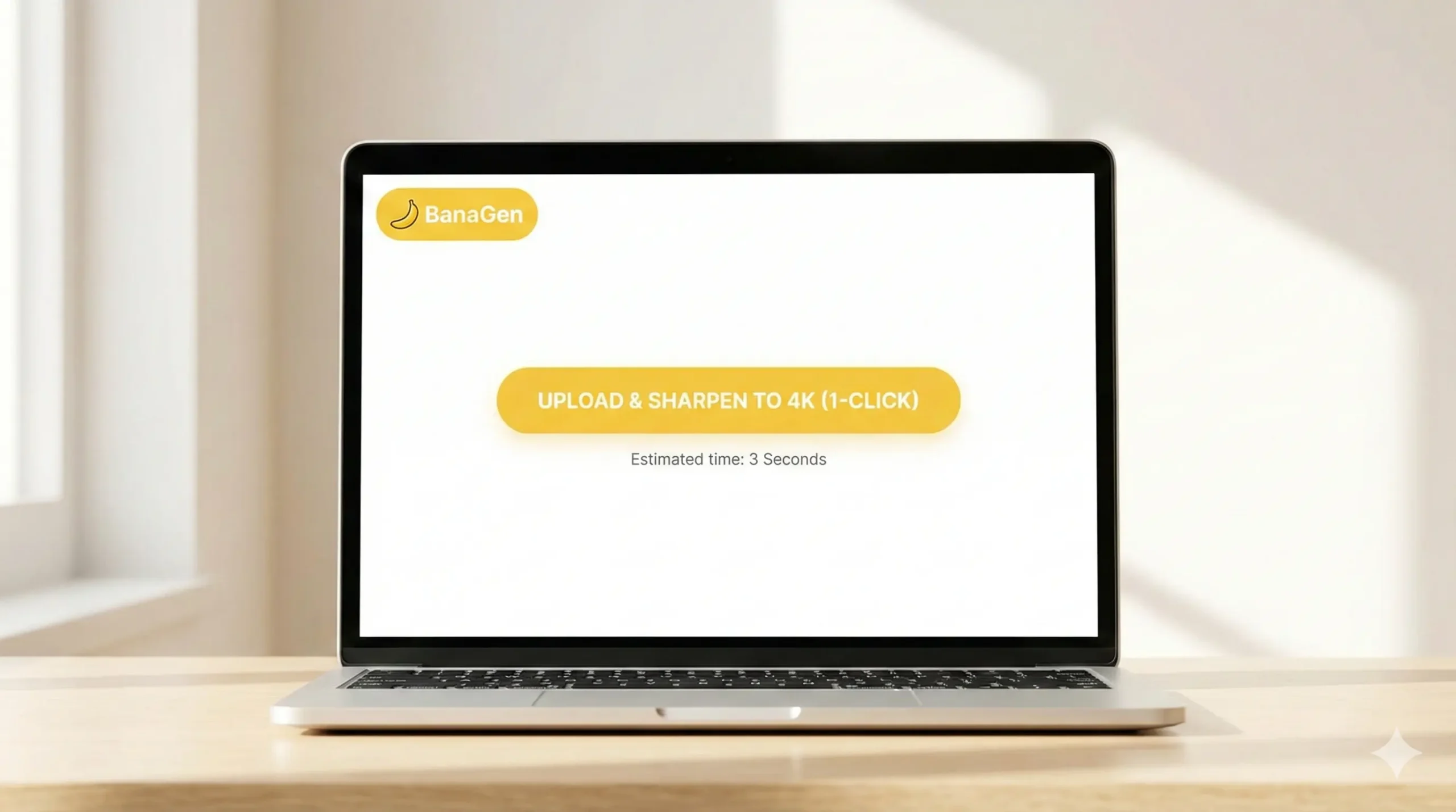 BanaGen Sharpen Image one-click 4K upscaler interface