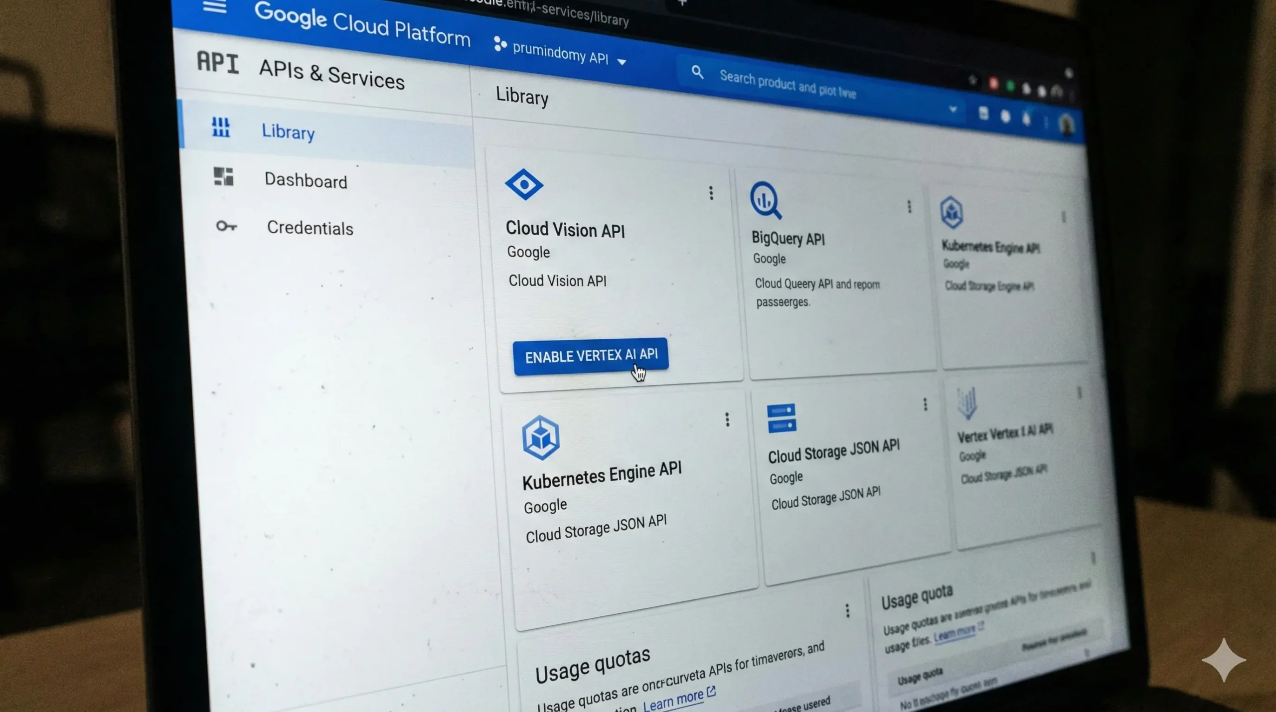 Google Cloud Console project setup interface