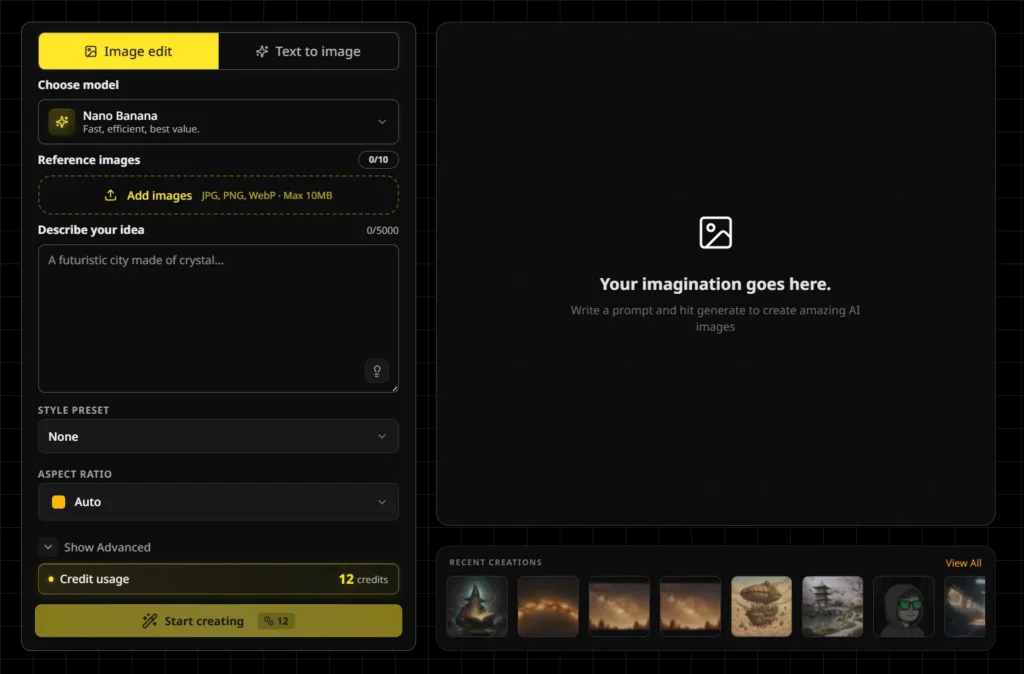 Google Text to Image vs. Nano Banana: Which is the Best Free AI? 4 BanaGen interface for text to image generation