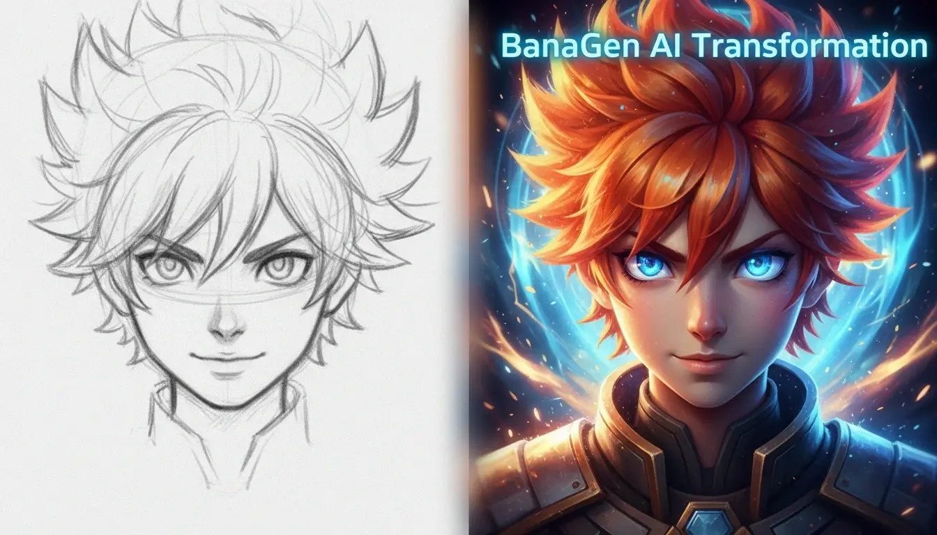 Avant-après transformation photo avec IA BanaGen